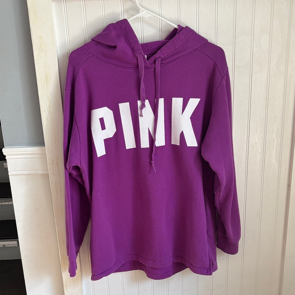 PINK Victoria's Secret Purple Pullover Hoodie with White Logo
